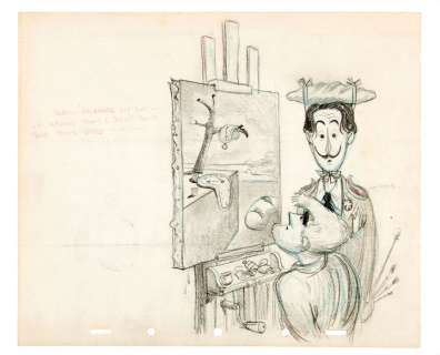DISNEY ANIMATOR TOM OREB WITH SALVADOR DALI ORIGINAL CARTOON ART. | Hake’s