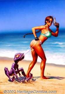 Joe Jusko - Original Cover Art for Inquest Magazine (Wizard, 2000). Casting the buxom Tomb Raider, Lara Croft, into -