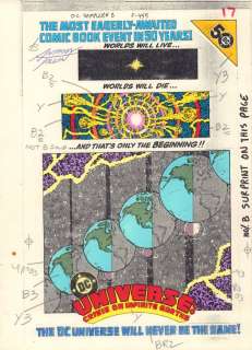 Anthony Tollin, George Perez, Jerry Ordway - dc sampler #3 p. 17 color guide art - ‘crisis on infinite earths‘ promo - 1984