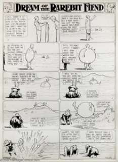 Winsor McCay - Original Comic Strip Art for Dream of the Rarebit Fiend dated 1905 (New York Herald Tribune, 1905). - | Heritage