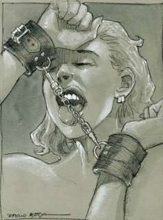 Sergio Bleda - Handcuffed - Published in "BDSMHOY" Magazine - Original Painting - 28 x 21 cm | Catawiki