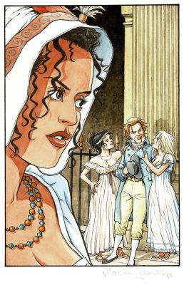 Martin Jamar - Lot 410 - Double Masque, dessin original à l’encre de chine et à l’aquarelle réalisé pour un ex-libris.