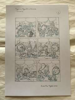 Roberta Migheli - 1 Original preliminary page - Paperino Paperotto e la corsa fai da te - I TL 3163-6 - 2016 | Catawiki
