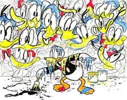 Tony Fernandez - Donald Duck Inspired By Jackson Pollock - Original Painting - 65 x 50 cm - Acrylic Art | Catawiki