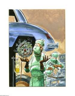 Jack Davis - Auto Operation Illustration Original Art (undated). "We need three quarts of heavyweight, - | Heritage