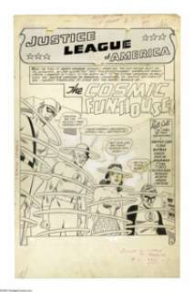 Mike Sekowsky and Bernard Sachs - Justice League of America #7 Splash Page 1 Original Art (DC, 1961). Green - | Heritage