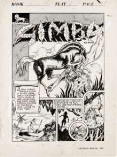 Al Walker - Jungle Comics #22, Complete 6-page Simba Story Original Art (Fiction House, 1941). The mighty lion, -