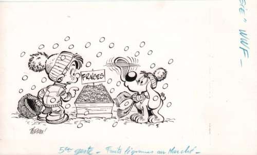 Verron, Laurent | Original illustration  - Fruit and vegetables  - Boule and Bill | Catawiki