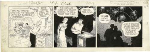 Frank King - Gasoline Alley Daily Comic Strip Original Art, dated 7-4-49 (The Chicago Tribune, 1949).  Skeezix -