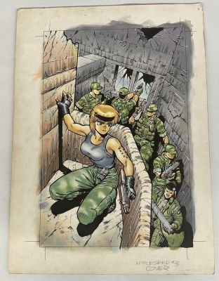APPLESEED V3 #3 ORIGINAL COVER COMIC ART ADAM WARREN 1989 MASAMUNE SHIROW | Neat Stuff Vault