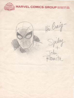 JOHN ROMITA SR SPIDER-MAN ORIGINAL COMIC ART VINTAGE MARVEL LETTERHEAD | Neat Stuff Vault