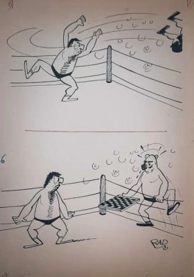Lot 16 - RAD (XXème) pour Sport et Vie Chess Boxing Encre et stylo sur… | misc / divers