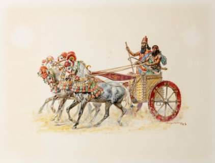 Lebepref Eugène (?) | LEBEPREF Eugène 2 Gouaches. Â«Char AssyrienÂ». Gouache sur papier format | Tessier Sarrou