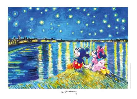 Tony Fernandez - Mickey & Minnie Inspired By Van Gogh’s "Starry Night Over The Rhône" (1888) - Hand-Signed | Catawiki
