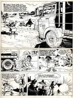 GREG Michel  - Rock Derby   - Planche 1 d’une aventure  - Encre de chine  - 44 x 33 cm - | Vermot et Associés