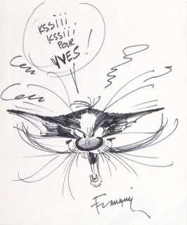 Franquin | Gaston, illustration au feutre représentant le… | Millon