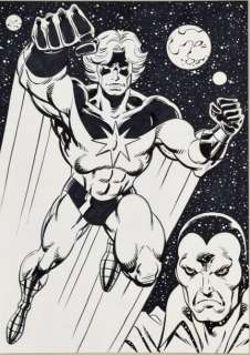 MALGRAIN, CHRIS - SUPER HÉROS Illustration Ã  l‘encre de chine, 29,7 x 21