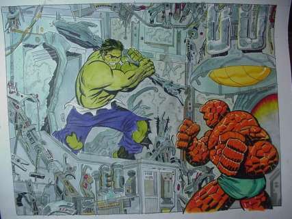 Angel Gabriele - 1 Original colour drawing - Hulk vs la Chose - 2014 | Catawiki