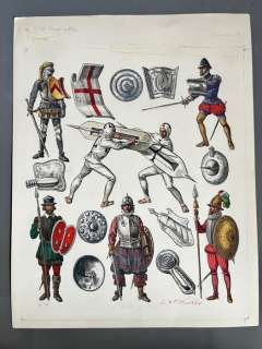 Funcken, Fred & Liliane - 1 Original colour drawing - L’Uniforme et les armes - Le bouclier - 1969 | Catawiki