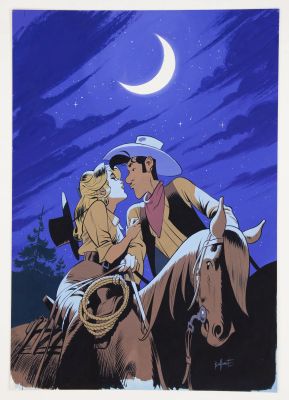 Matthieu Bonhomme - "Lucky Luke (Vu par...), Wanted Lucky Luke" (Dargaud, 2021). Original illustration created for an…
