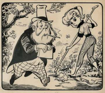 Marten Toonder (Studio’s) - Originele strook - met Wiebeline Wip - uit Koning Hollewijn en De Thesaurier - 1 bande originale - 1957 | Catawiki