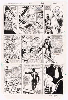 Lot 89 - RICH BUCKLER SPECTACULAR SPIDER-MAN #110 COMIC BOOK PAGE ART. | Hake’s