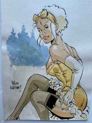 Meynet, Félix - 1 Original colour drawing - Mirabelle coquine en Forêt | Catawiki