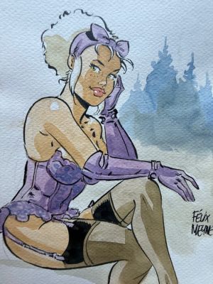 Meynet, Félix - 1 Original colour drawing - Mirabelle coquine en forêt | Catawiki