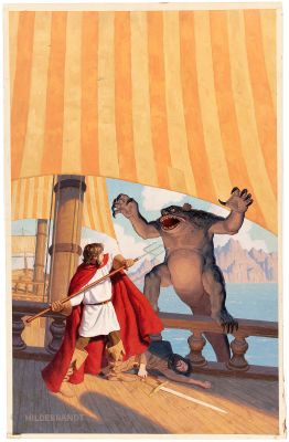 Lot 7 - THE BROTHERS HILDEBRANDT "THE WELL OF THE UNICORN" FANTASY BOOK COVER ORIGINAL ART PAINTING. | Hake’s
