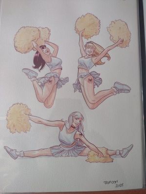 Francesco Trifogli - Original colour drawing - Spiderman - Mary-Jane, Gwen, Felicia cheerleaders - 2025 | Catawiki