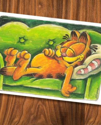 Joan Vizcarra - Œuvre originale - Garfield on the Couch – Hand Signed | Catawiki