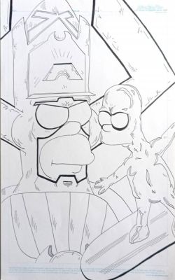 Studio Matt Groening - 1 Original drawing - The Simpsons, The Silver Surfer, Galactus - Homernatus et Silver Bart | Catawiki