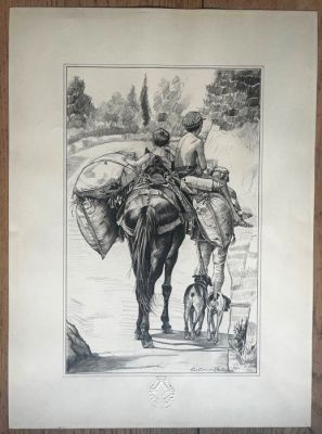 Matania, Fortunino (1881-1963) - 1 Pencil drawing - Matania, Fortunino - Terugkeer van het veld | Catawiki