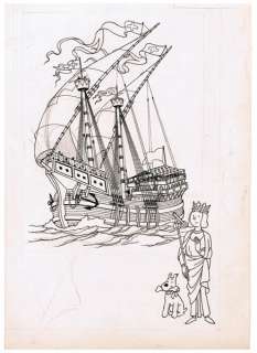 Hergé | Tintin, illustration Ã  la mine de plomb et Ã  l’e… | Banque Dessinée