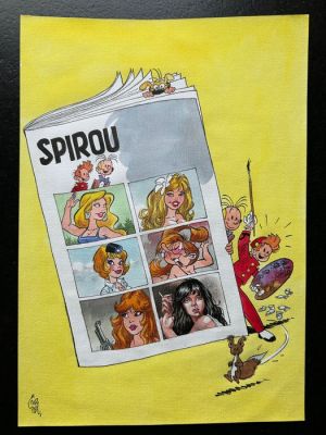 Gürsel, Gürcan - 1 Original drawing - Spirou (magazine) - Clin d’œil aux belles de la BD franco-belge - 2015