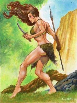 Aaron Lopresti | Cave Girl original painting | Aaron Lopresti