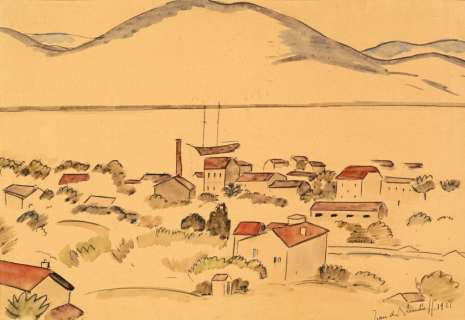 Brunhoff Jean de (1899-1937) - VILLAGE EN BORD DE LAC