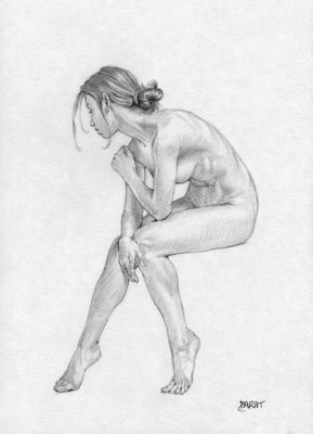 Barat, Alain - 1 Original drawing - Portraits de femmes - Femme assise, main sur l’épaule - 2026 | Catawiki