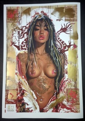 Yorokobi (XX-XXI) - DRAGON FEVER / hand gold embellished | Catawiki