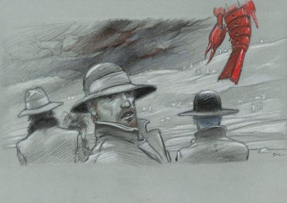 Enki Bilal | Case originale n°84B rehaussée de pastel - Animal’Z | Daniel Maghen