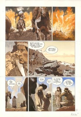 Christian Rossi | Planche originale n° 38, rustine en case n°4 dans le phylactère - Comanche Trail | Daniel Maghen