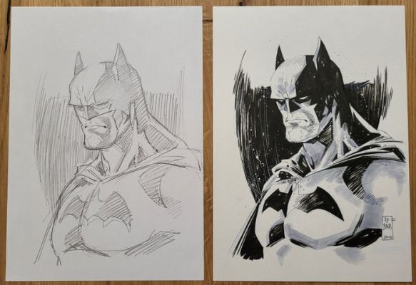Ramón F. Bachs - 2 Original drawing - Batman - Batman + Preliminary pencil sketch - 2016 | Catawiki