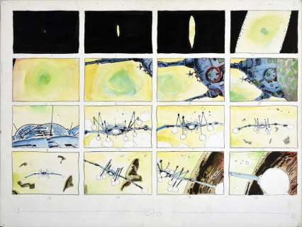 Moebius (Jean Giraud, 1938-2012). | Dune Encre de Chine et encres de couleur pour la Planche 1 du story board du film... | Coutau Bégarie