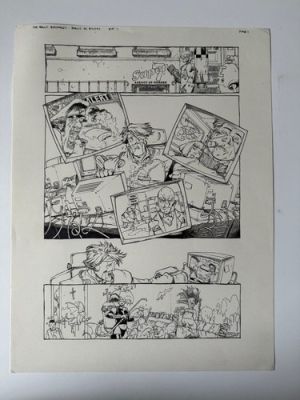 2000 AD ORIGINAL ARTWORK THE BALLS BROTHERS BY KEV WALKER