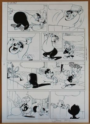 Daan Jippes | Tavola originale Disney, Donald Duck ‘Deep un-pact’. Cm. 41 x 56,5. Prima pubblicazione Danimarca 2001, | Art e Fumetto