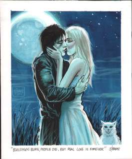 James O‘Barr - The Crow & His Lover Painted Art Commission - Captioned - Signed - 2012