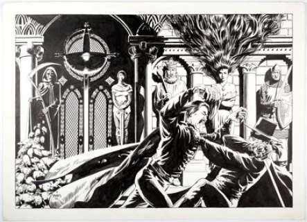 Tom Yeates Dracula versus Zorro Trade Paperback Wrap-Around Cover Original Art (Topps, 1994). This original art - | Heritage