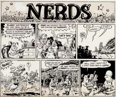 Gilbert Shelton and Dave Sheridan Fabulous Furry Freak Brothers #5 "Nerds" Comic Strip Original Art - | Heritage