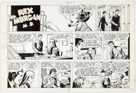 Marvin Bradley and Frank Edgington Rex Morgan M.D. Sunday Comic Strip Original Art dated 1-20-74 (Field -