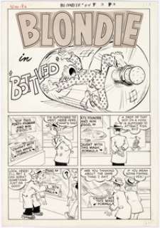 Paul Fung Jr. (attributed) Blondie Comics Monthly #84 Complete 5-Page Story Original Art (Harvey Comics, 1955). -